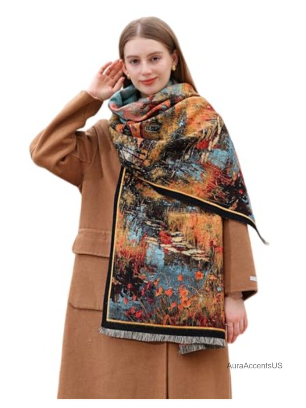 Handmade Embroidered Paisley Pashmina Shawl Wrap Scarf for Women